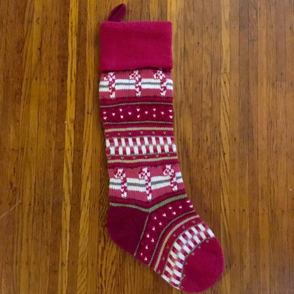 Pottery barn fair isle candy cane stocking